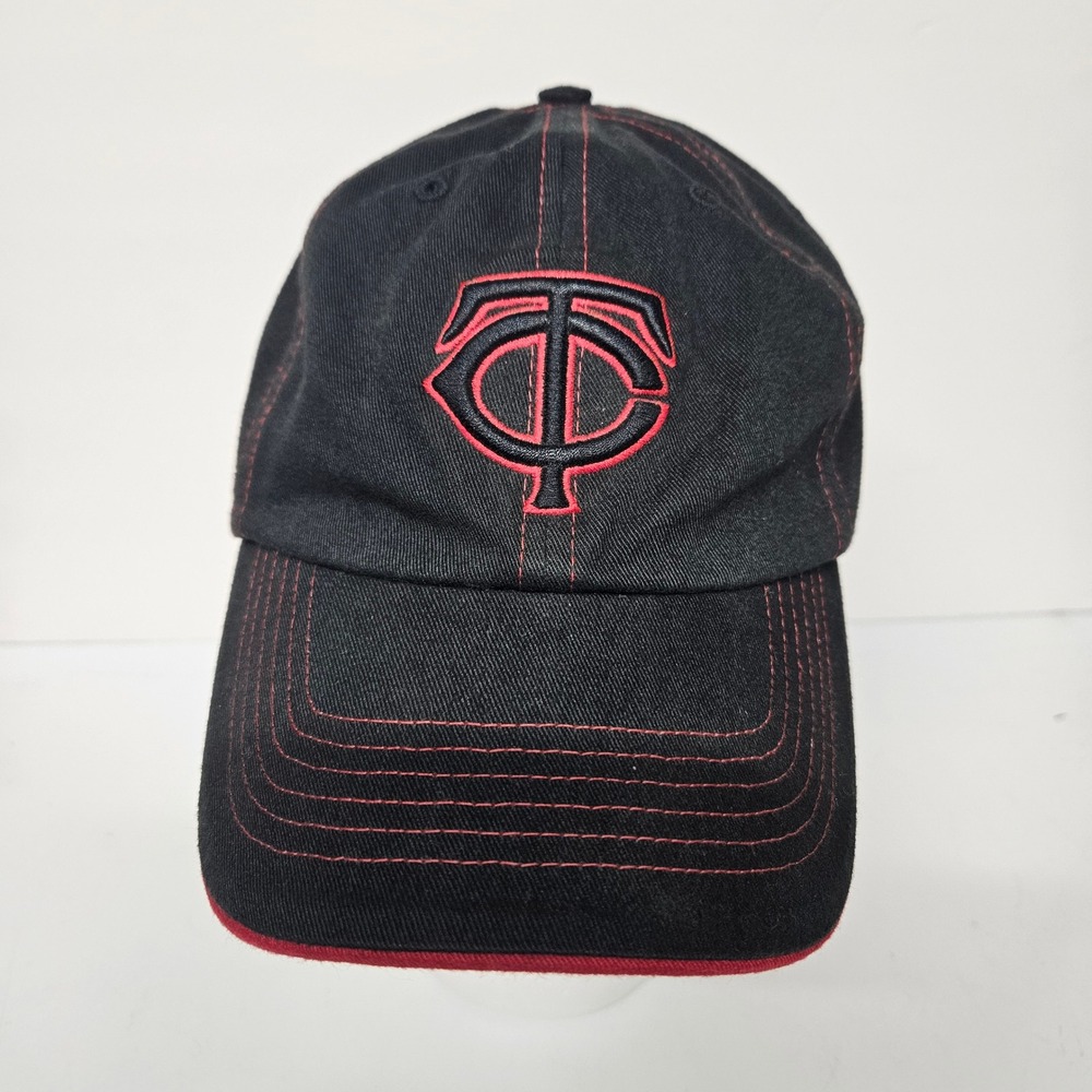 MLB Minnesota Twins Baseball Cap OSFA Black Red Contrast Stitch TC Logo Hat